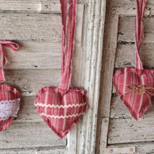 Textil szívek  szett -tépett megkötővel